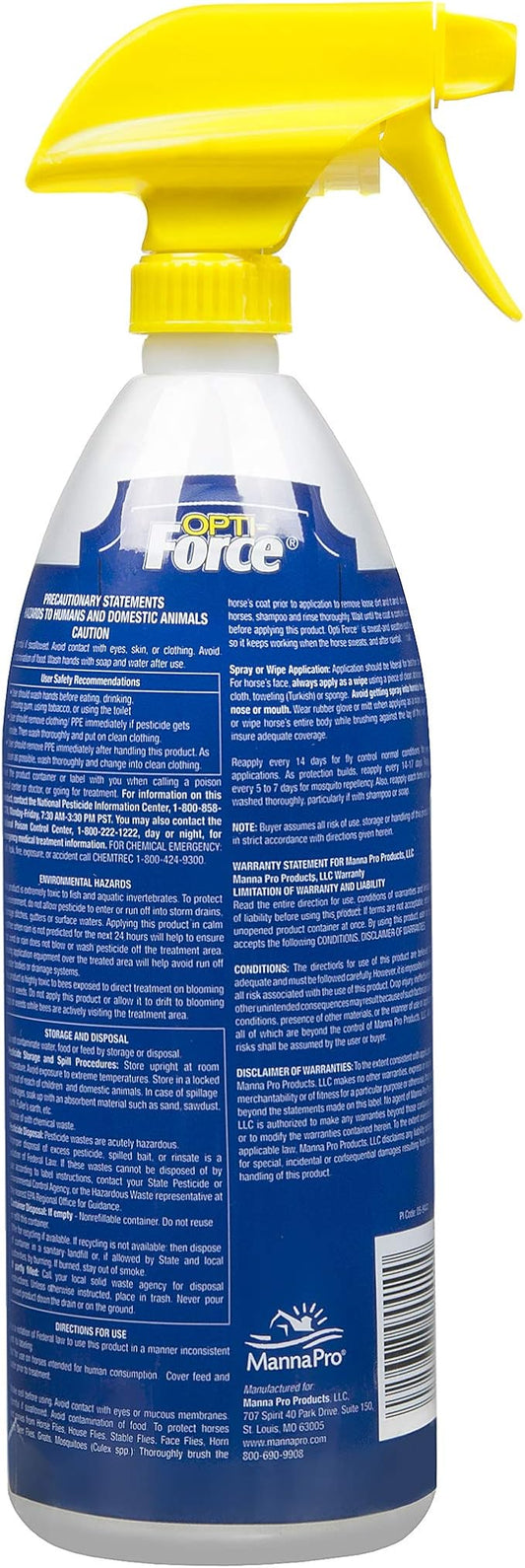 Manna Pro Opti-Force Sweat Resistant Fly Spray for Horses 32 oz.