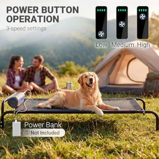 Elevated Outdoor Dog Bed with Fan