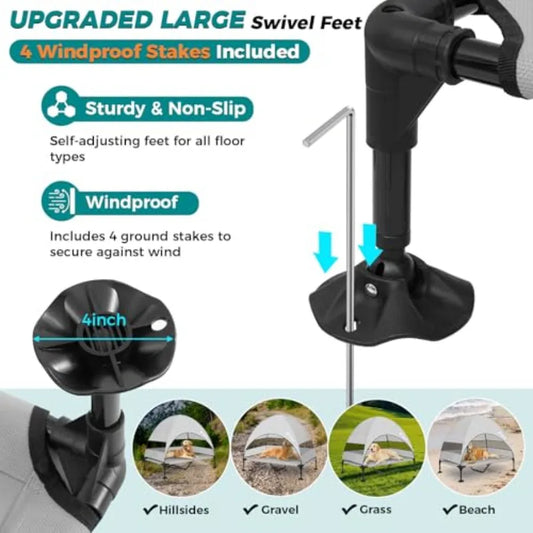Windproof Elevated Dog Bed with Canopy