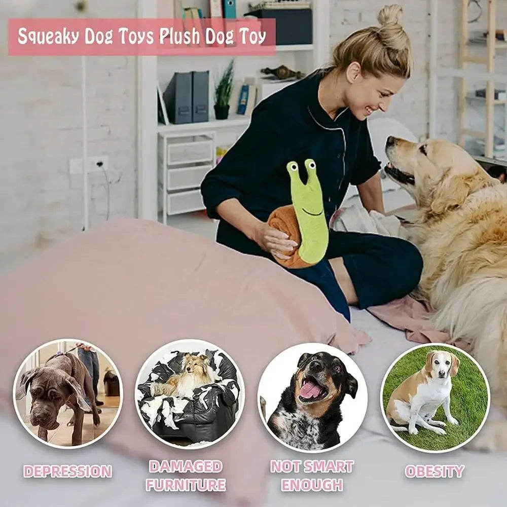 Dog Squeak Toys Pet Sniffing Plush Snails