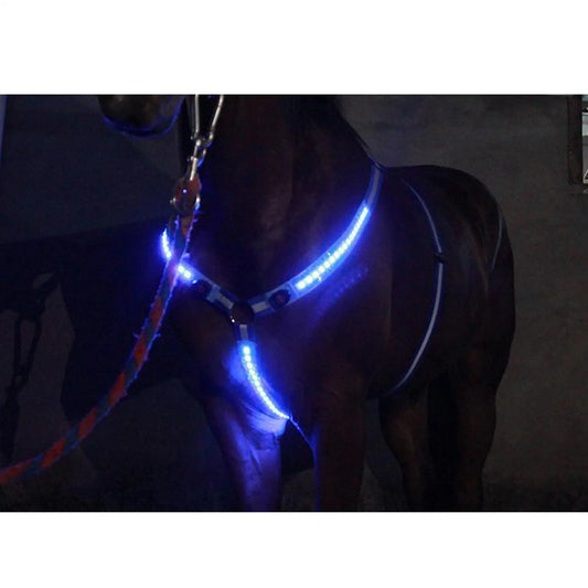 USB LED Horse Breast Plate Collar Adjustable Safety Bridle Halter