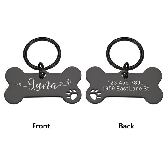 Personalized Pet Cat Dog Tags Shiny Steel Free Engraving Nameplate