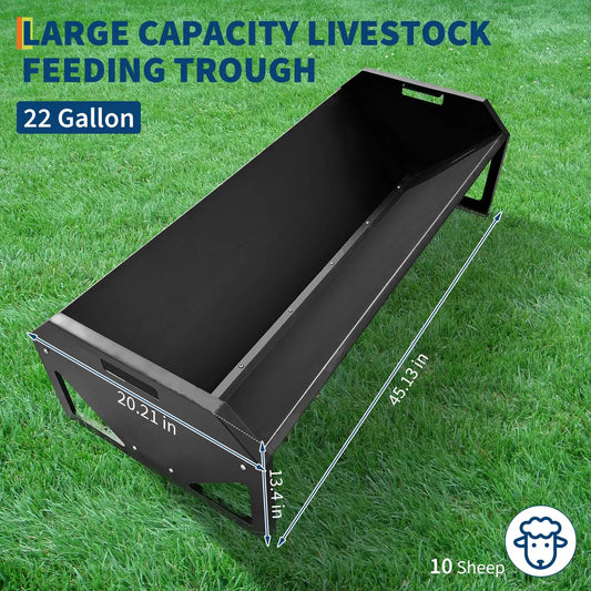 22 Gallon Heavy Duty Galvanized Steel Livestock Feeder Hay Trough Rustproof