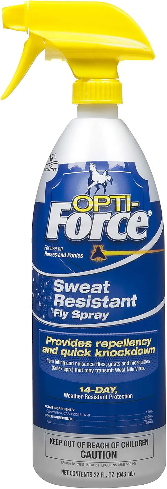 Manna Pro Opti-Force Sweat Resistant Fly Spray for Horses 32 oz.