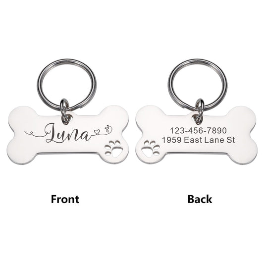 Personalized Pet Cat Dog Tags Shiny Steel Free Engraving Nameplate