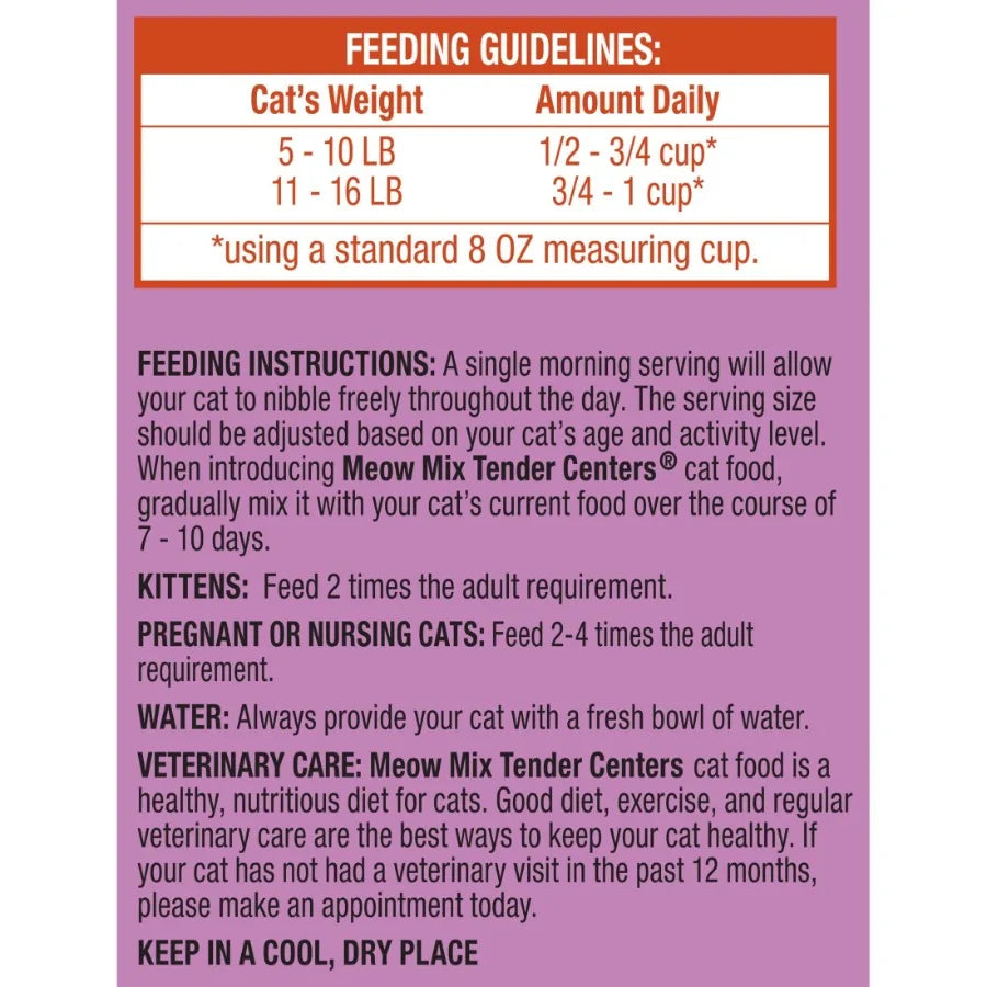 Tender Centers Dry Cat Food with Basted Bites in Chicken Tuna Flavors for Adult Cats, 14.2 lb Bag High-Protein, Crunchy Kibble