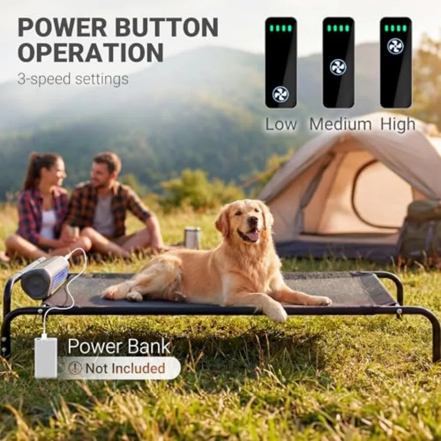 Elevated Outdoor Dog Bed with Fan