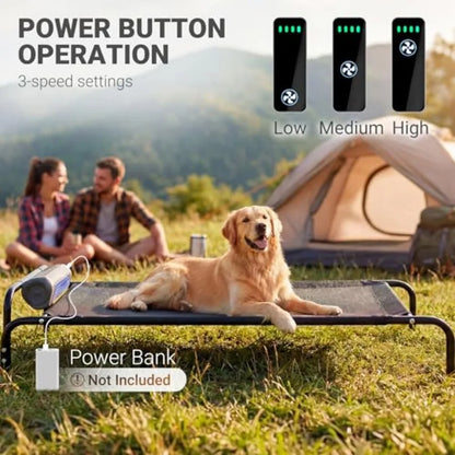 Elevated Outdoor Dog Bed with Fan