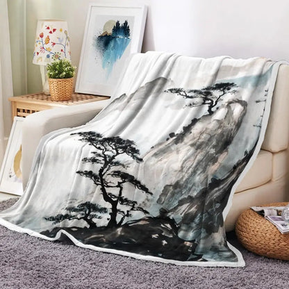 Turquoise Black White Aztec  Soft Flannel Blanket