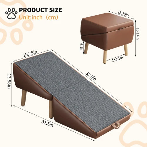 Foldable 2-in-1 Wooden Pet Steps Dog Stairs for Small Dogs And Cats