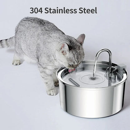 Stainless Steel Pet Water Fountain – USB Automatic Cat & Dog Bowl
