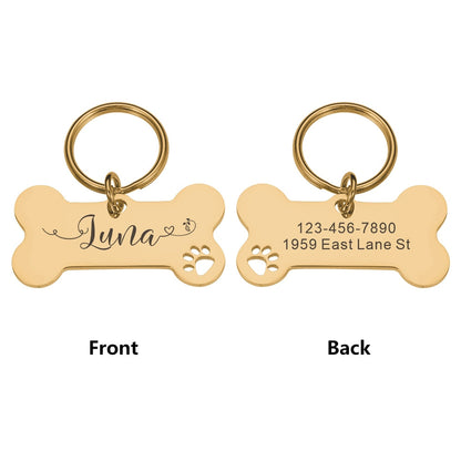 Personalized Pet Cat Dog Tags Shiny Steel Free Engraving Nameplate