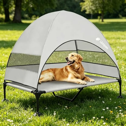 Windproof Elevated Dog Bed with Canopy