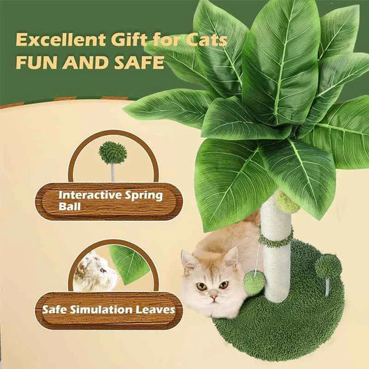 Cat Scratching Post Tree 65cm – Sisal Rope Scratch Tower with Hanging Toys