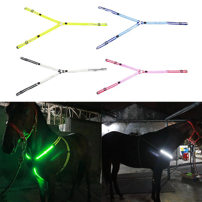 USB LED Horse Breast Plate Collar Adjustable Safety Bridle Halter