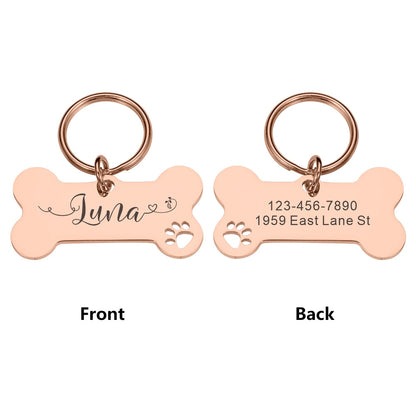 Personalized Pet Cat Dog Tags Shiny Steel Free Engraving Nameplate