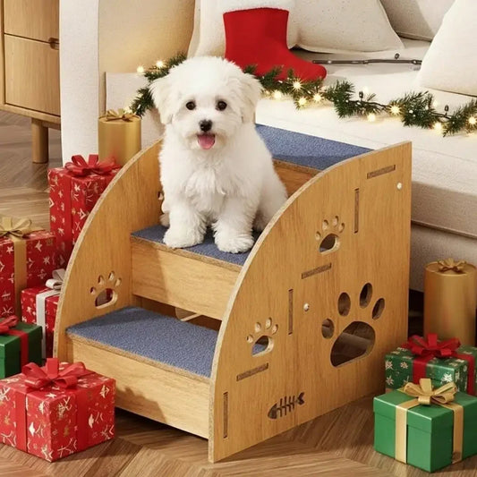 Sturdy Wooden Dog Stairs For High Beds, Heavy Duty Pet Steps Ramp For Small To Medium Dogs, Holds Up To [Insert Weight, E.G., 15