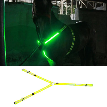 USB LED Horse Breast Plate Collar Adjustable Safety Bridle Halter