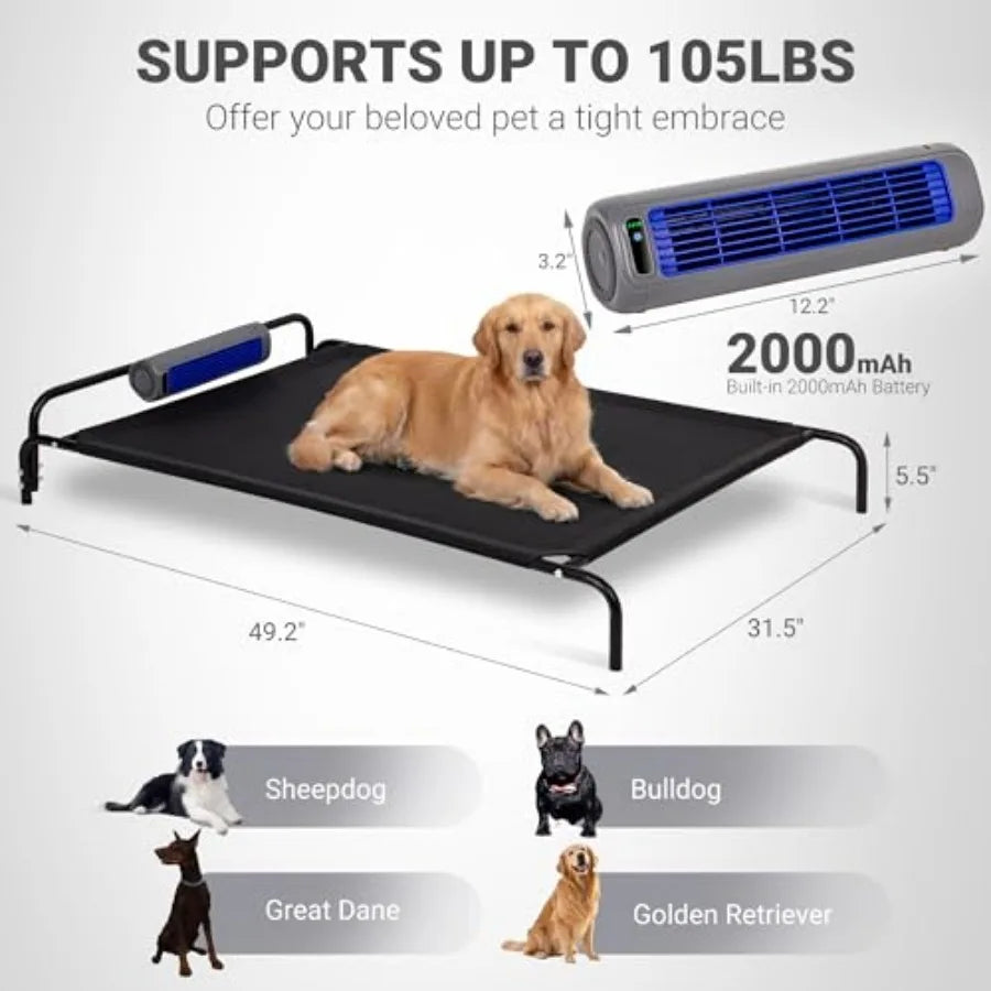 Elevated Outdoor Dog Bed with Fan