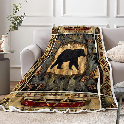 Turquoise Black White Aztec  Soft Flannel Blanket