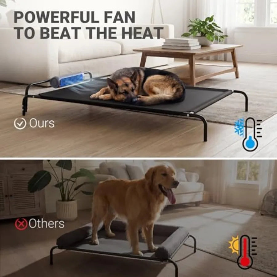 Elevated Outdoor Dog Bed with Fan