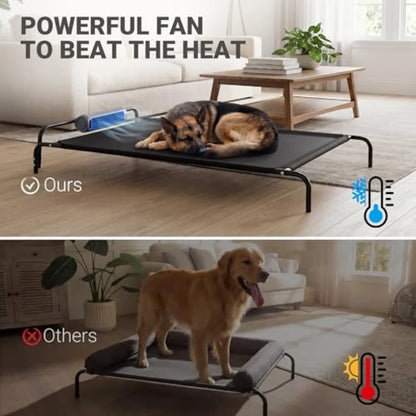 Elevated Outdoor Dog Bed with Fan
