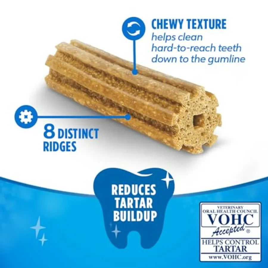 Daily Oral Care Dog Treats for Small Dogs 5-20 lbs., Chewy Dental Treat to Freshen Breath and Fight Tartar, Chicken Flavor, 17.