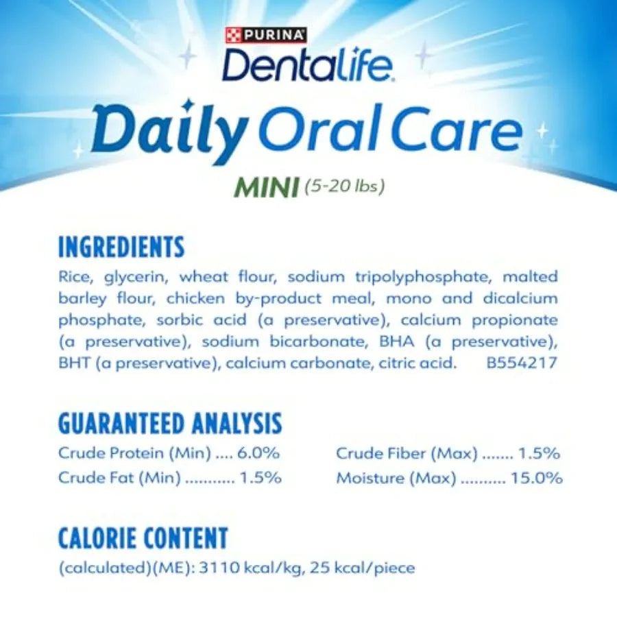 Daily Oral Care Dog Treats for Small Dogs 5-20 lbs., Chewy Dental Treat to Freshen Breath and Fight Tartar, Chicken Flavor, 17.