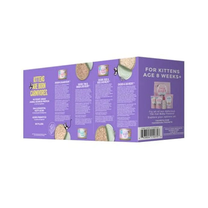 Tiki Cat Baby Wet Cat Food for Kittens, Shreds Variety Pack 2.4 oz. Cans 12 Count