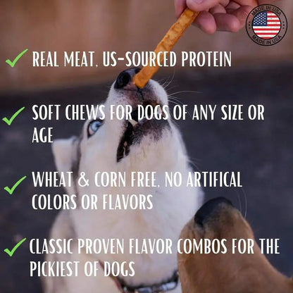 Soft Jerky Dog Treats Real USA-Sourced Meat Wheat Corn Free For Small Medium Large Dogs