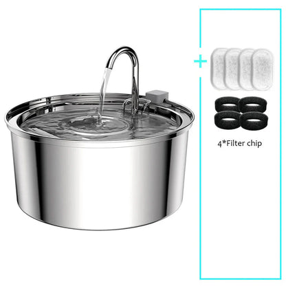 Stainless Steel Pet Water Fountain – USB Automatic Cat & Dog Bowl
