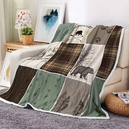 Turquoise Black White Aztec  Soft Flannel Blanket