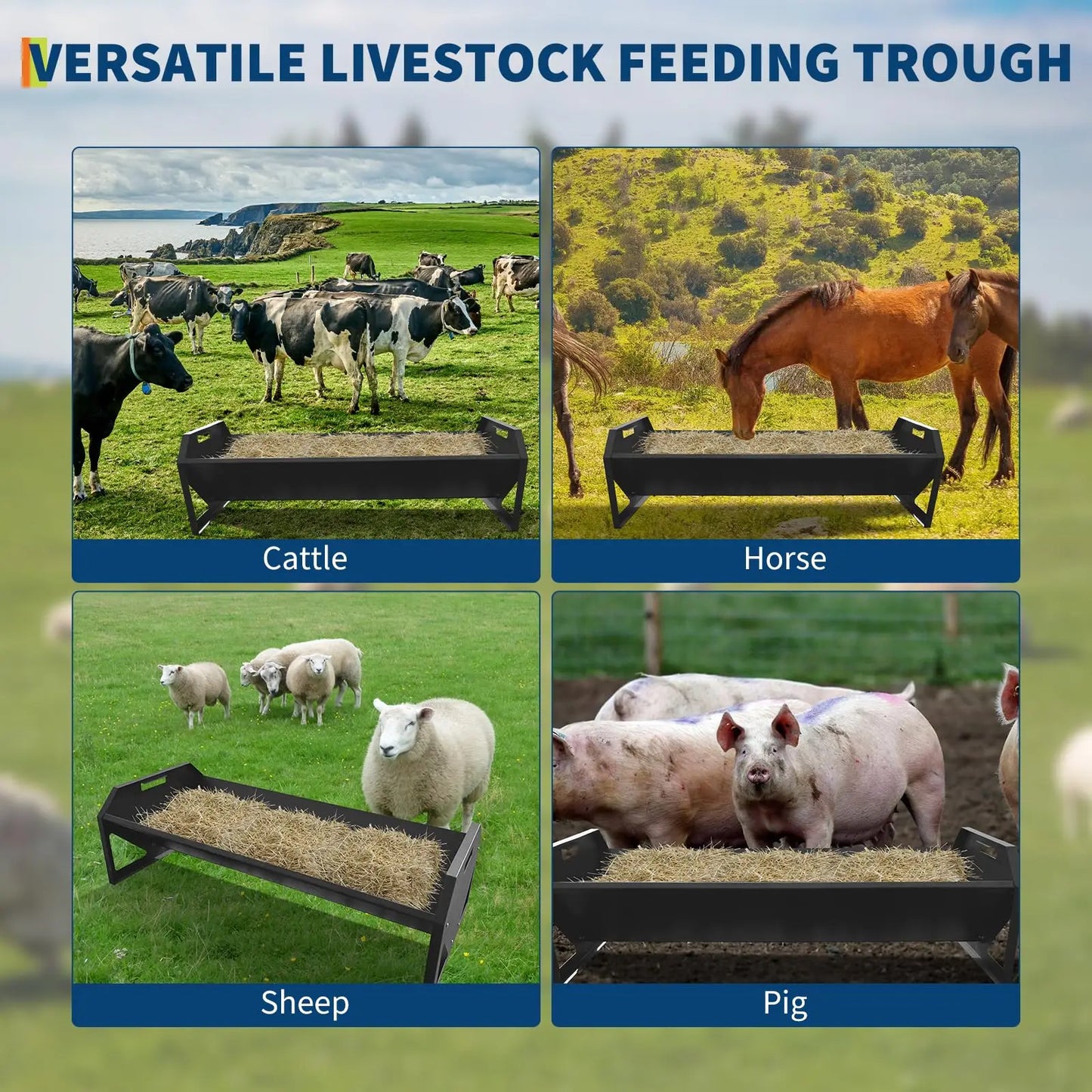 22 Gallon Heavy Duty Galvanized Steel Livestock Feeder Hay Trough Rustproof