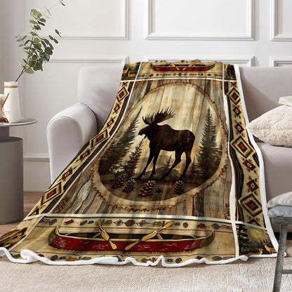 Turquoise Black White Aztec  Soft Flannel Blanket