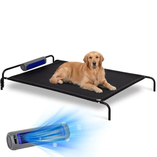 Elevated Outdoor Dog Bed with Fan