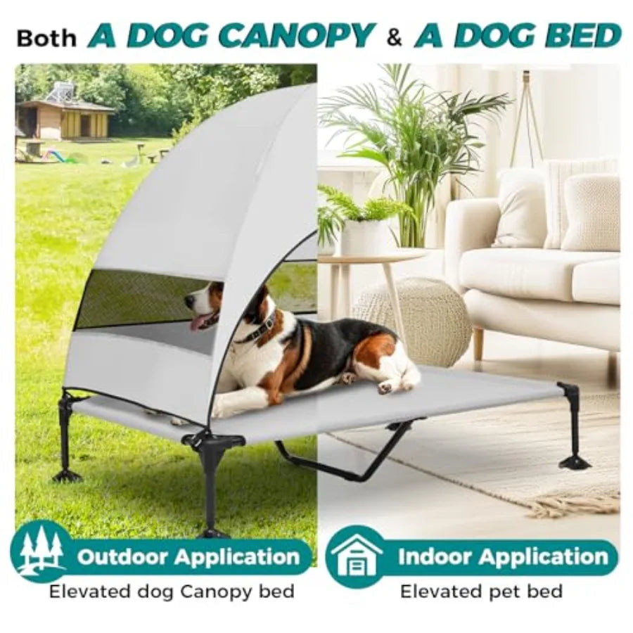 Windproof Elevated Dog Bed with Canopy