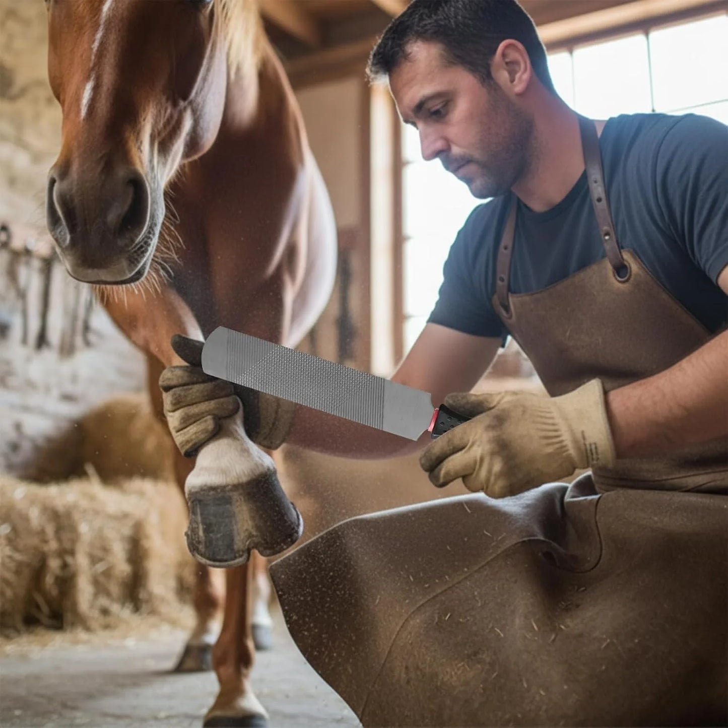 Horseshoe File with Handle High-Carbon Steel Farrier Tool