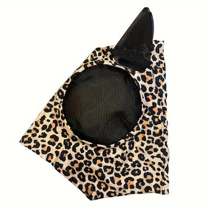 1pcs Leopard Print Horse Fly Masks with Ears