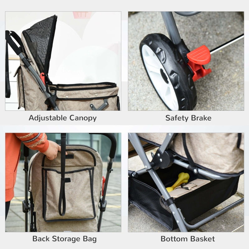 Pet Foldable Travel Carriage Stroller with Reversible Handle