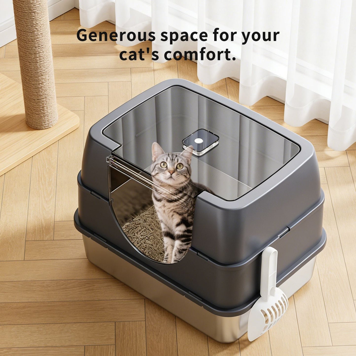 Galaxy stainless steel cat litter box, sturdy, durable, easy to clean, odorless, non stick to sand, a choice for cross-border quality