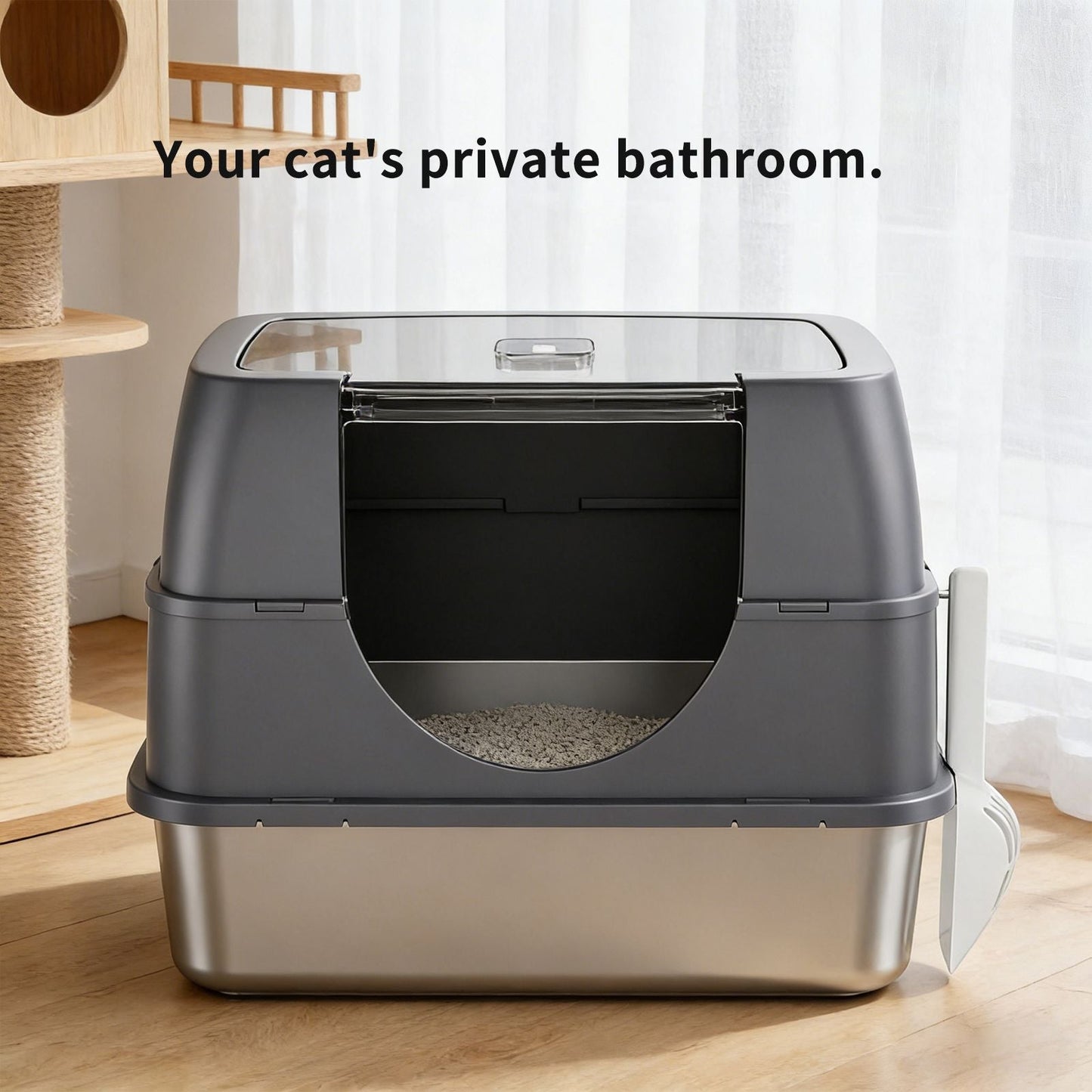 Galaxy stainless steel cat litter box, sturdy, durable, easy to clean, odorless, non stick to sand, a choice for cross-border quality